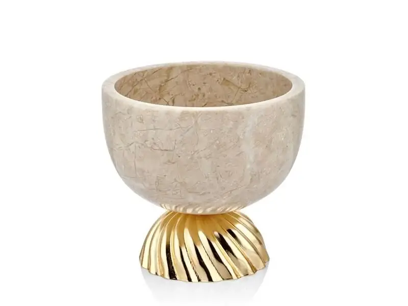 Setabianca Evza Mermer Burgur Ayaklı Derin Kase Bej 15x15x13,5 cm - 1