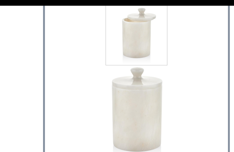 Setabianca Evza Mermer Çöp Kovası Beyaz 15x15x23 cm - 1