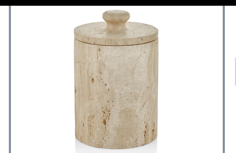 Setabianca Evza Mermer Çöp Kovası Traverten 15x15x23 cm - 1