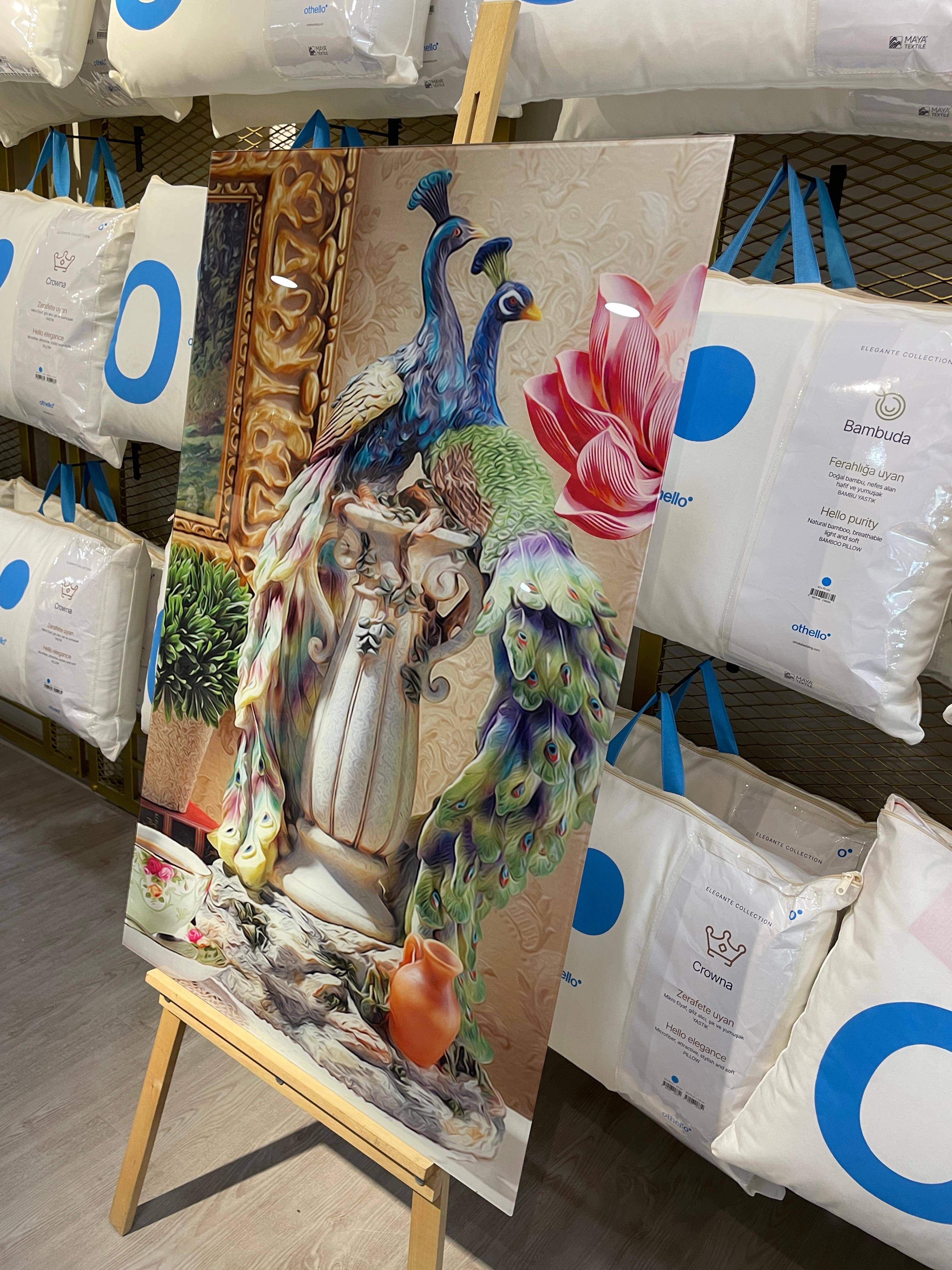 TAVUSKUŞU CAM TABLO 70*110 CM - 3