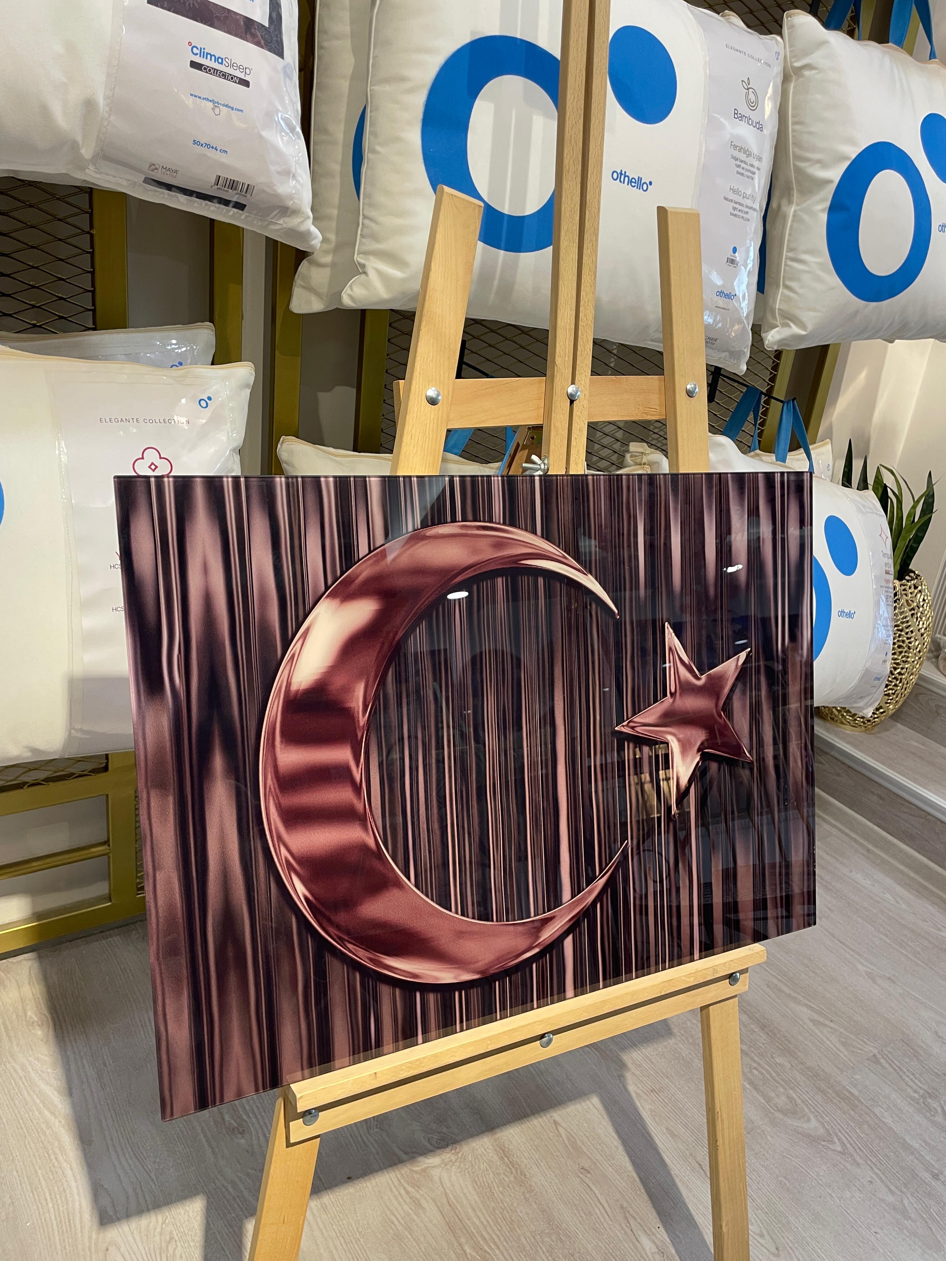 Türk Bayrağı Cam Tablo 50*70 CM - 2