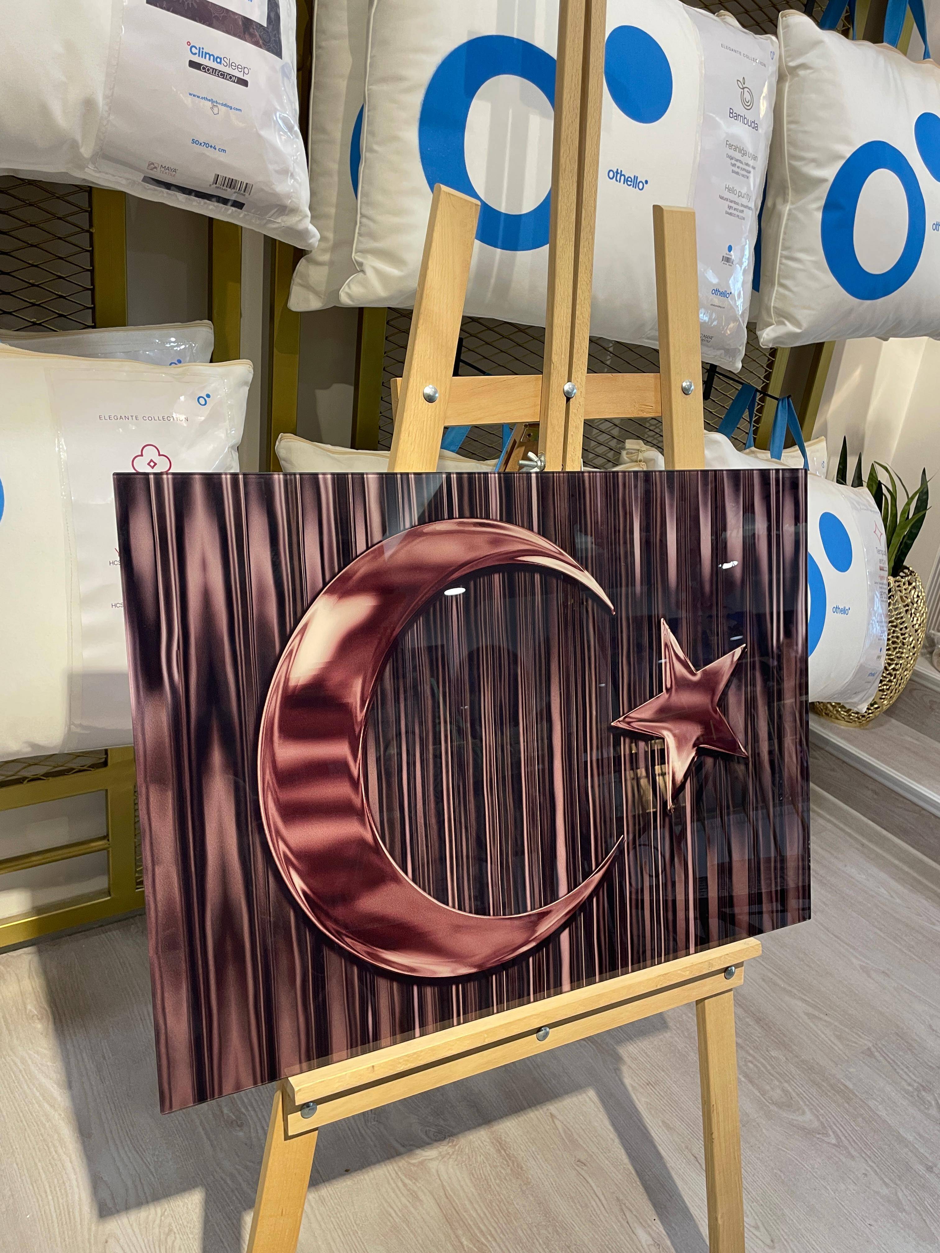 Türk Bayrağı Cam Tablo 50*70 CM - 2